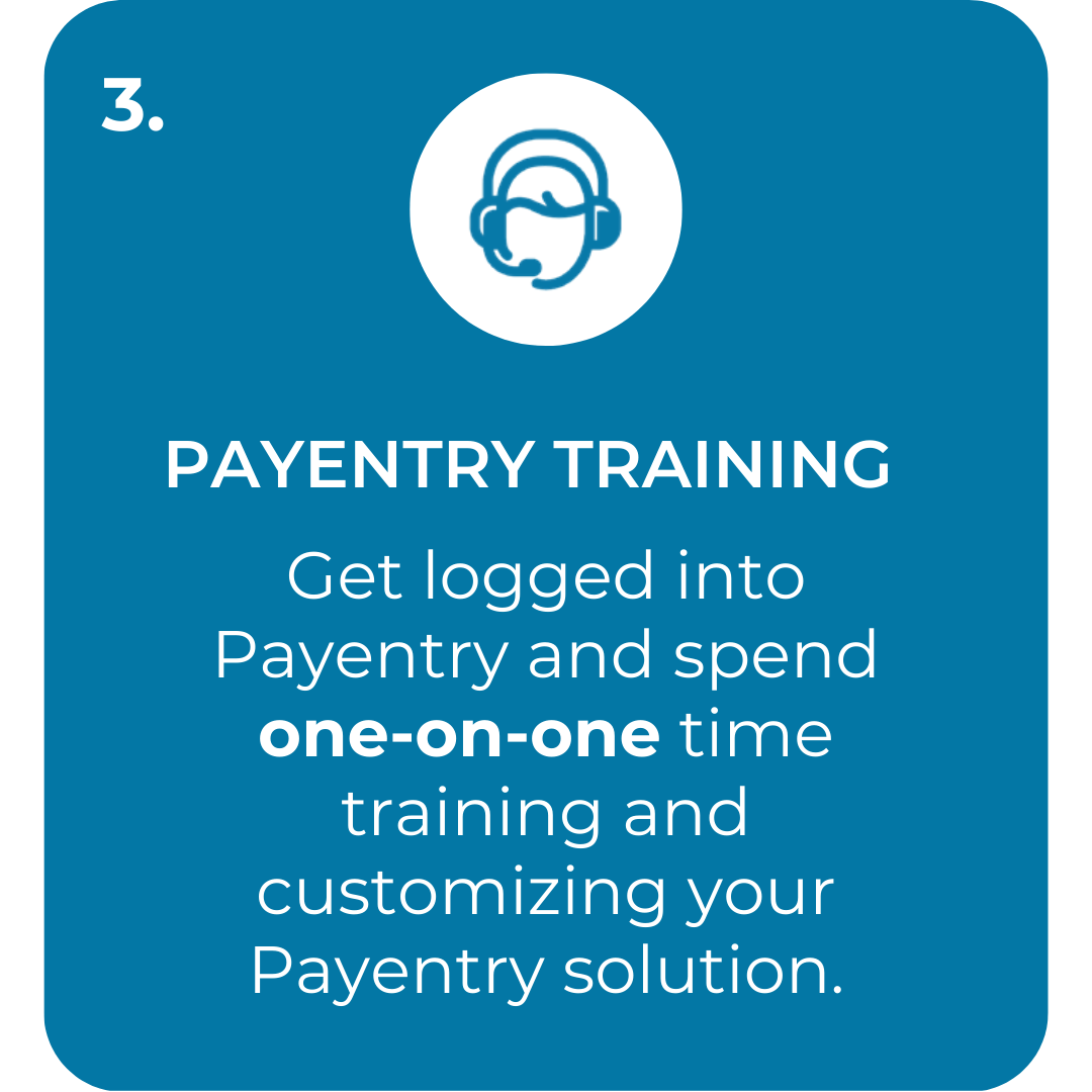 One-on-one training an customizing your payroll solution.
