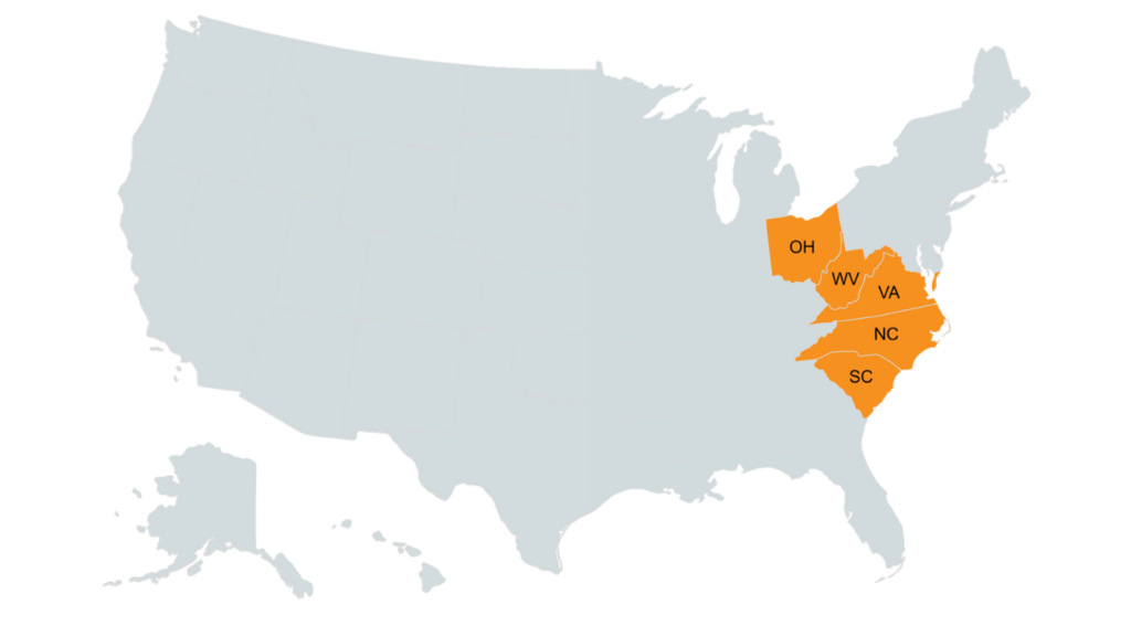 Mid-Atlantic Service Area Map