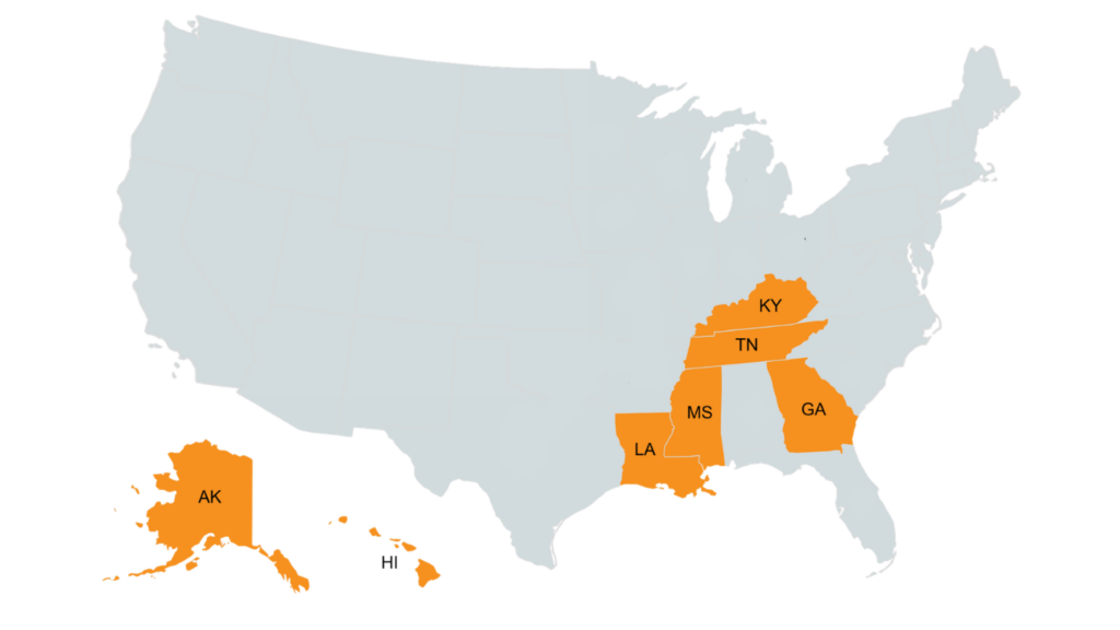 South-Central States Service Area Map